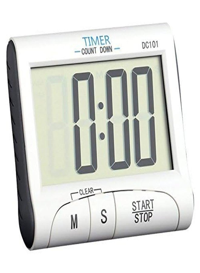 we3 Digital Kitchen Timer & Stopwatch, Large Digits, Loud Alarm, Magnetic Stand (White) DC101 - Image 2
